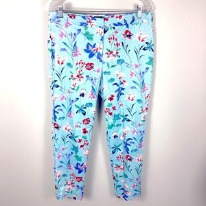 Talbots Hampshire Floral‎ Lined Pants Women’s Size 10 Multicolored Baby Blue